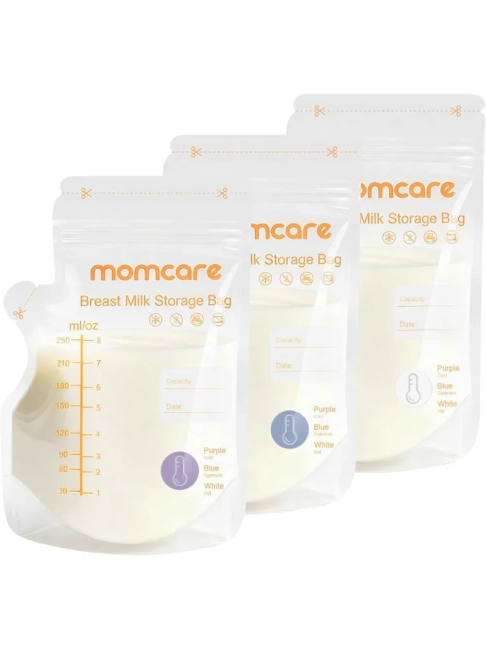 8oz Breast Milk Storage Bags with Easy Pour Spout, 100 Count, Temp-Sensing